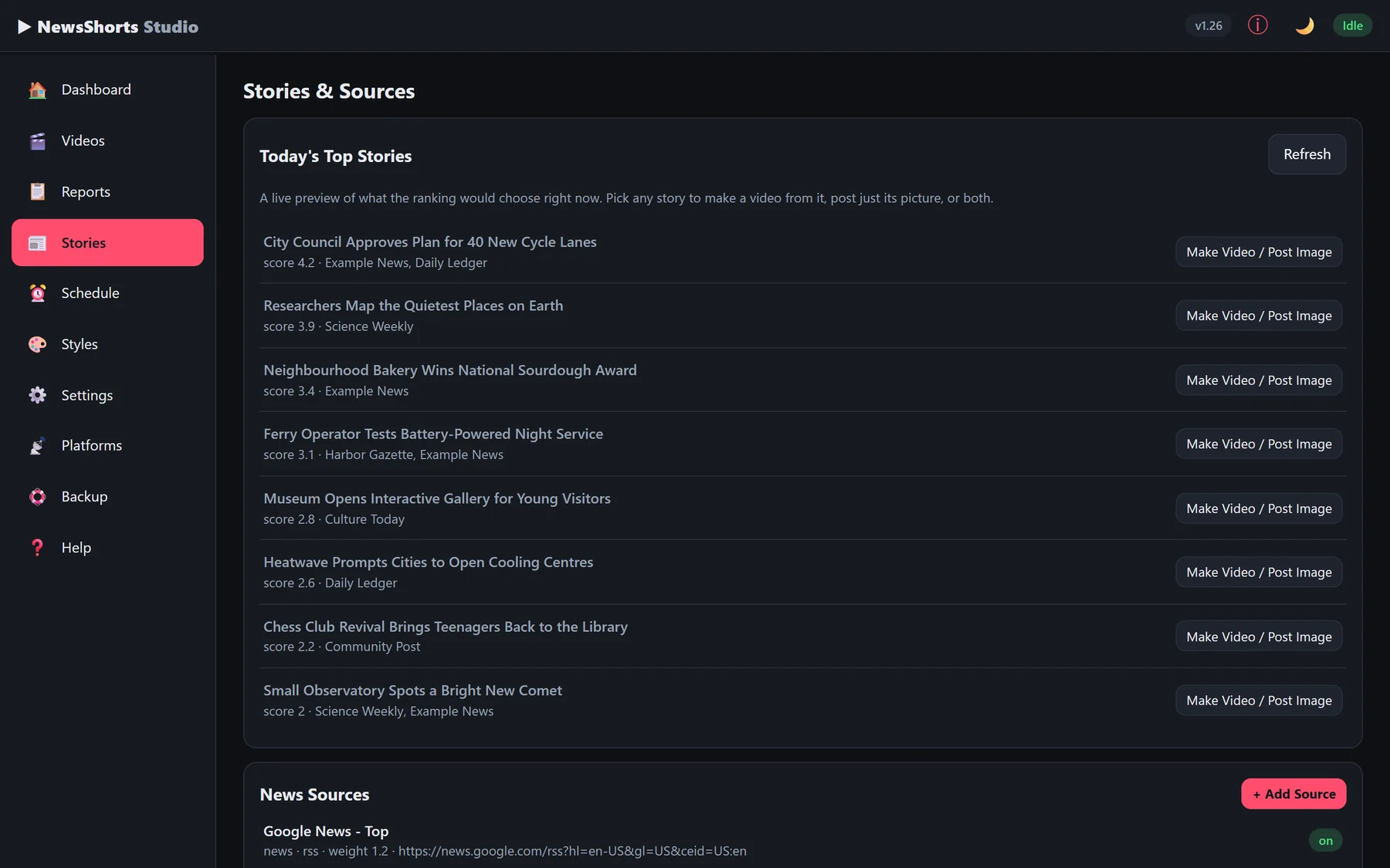 Stories and sources